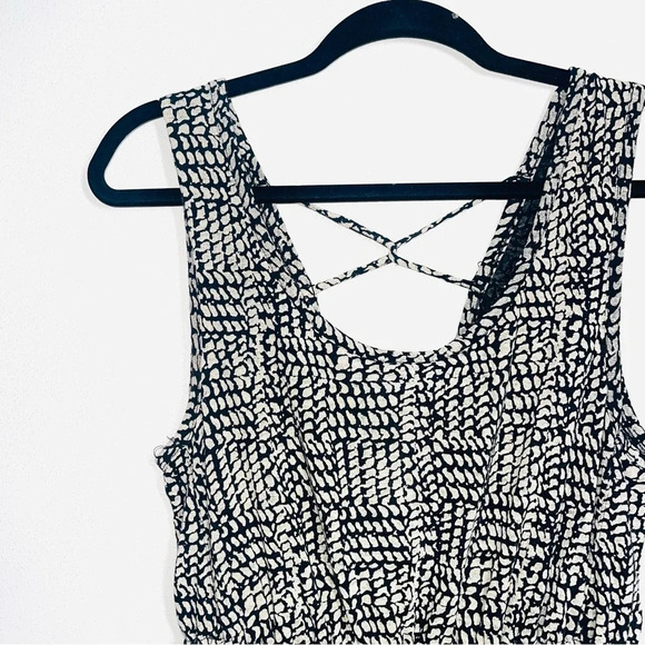 Lucky Brand Tan & Black Linen Blend Printed Drawstring Knee-length Dress Small - Picture 3 of 13